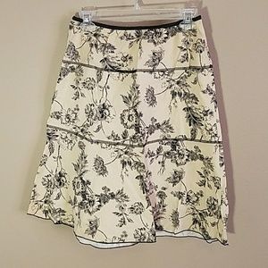 Cream and black flowered skirt sz L